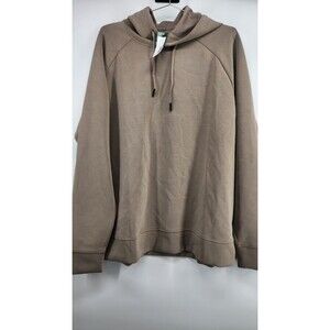 01.Algo Mens XL Tauge Beige Performaluxe Relaxed Fit Pullover Hoodie Sweater NWT